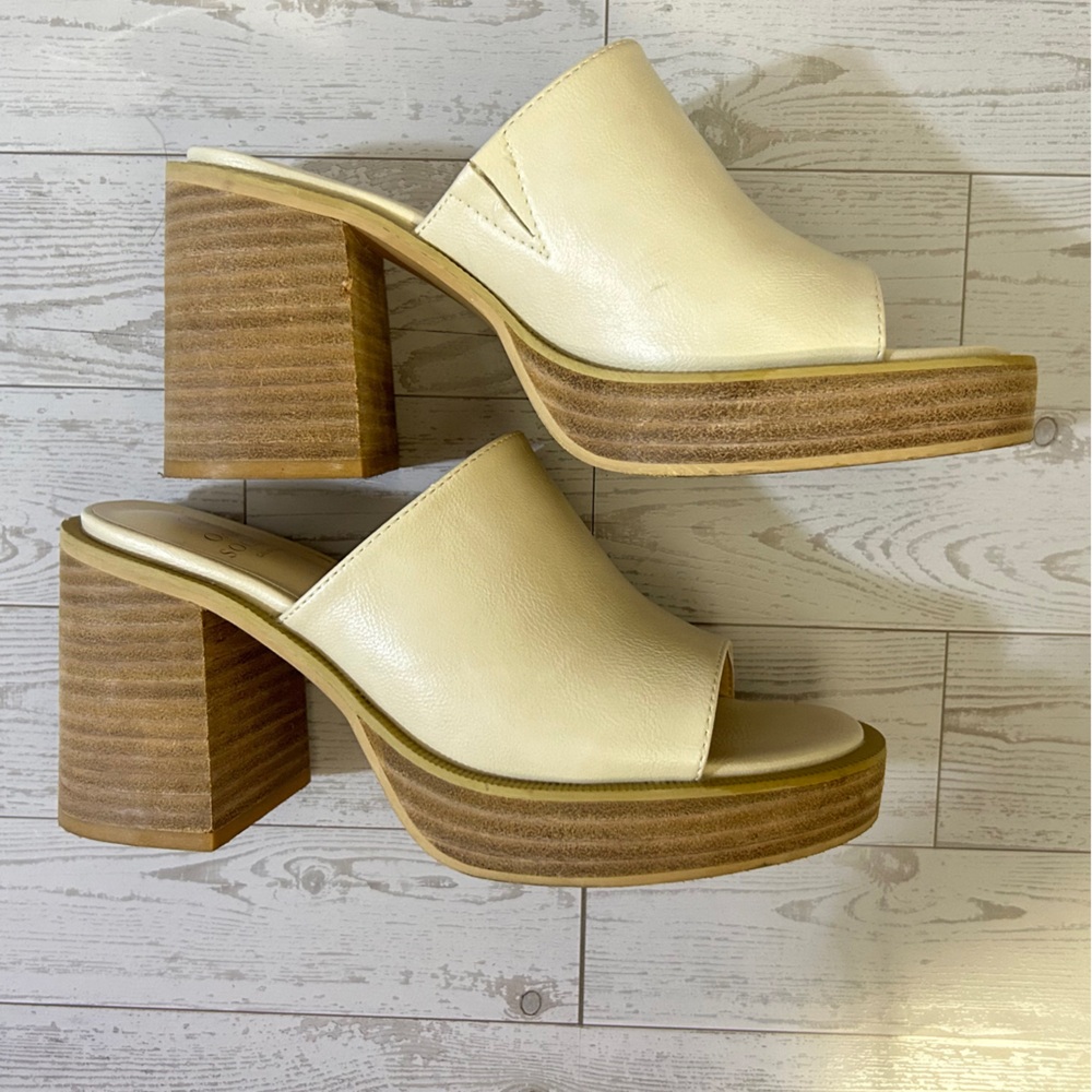 Elegant Cream Heeled Mules - Picture 3 of 11